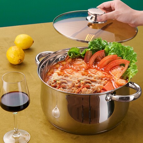Juego de Ollas Batería Cocina 7Piezas Acero Inox Kaisa Villa Plateado