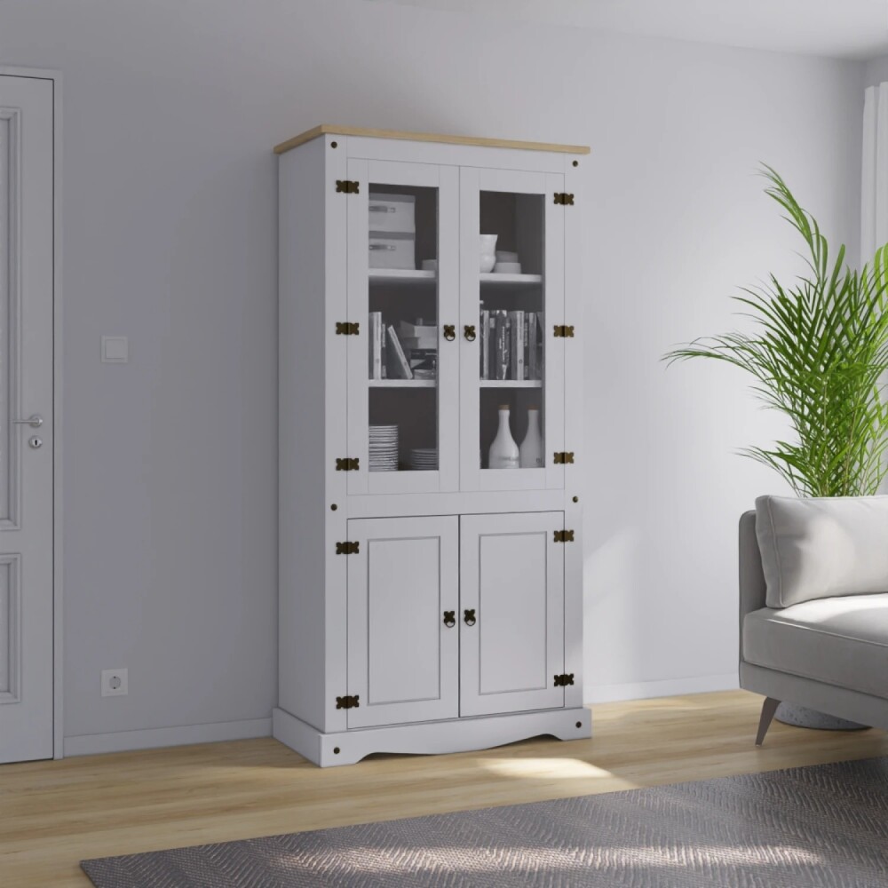 Cristalero Biblioteca Linea Mexicana Blanco