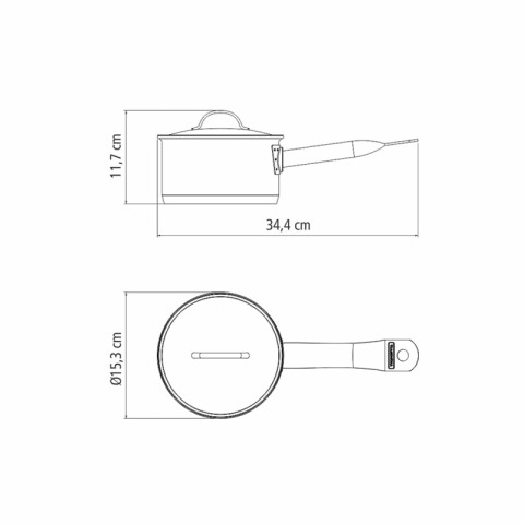 Cacerola con mango con tapa Ø14 -1,1L PROFESSIONAL -TRAMONTINA TF1710