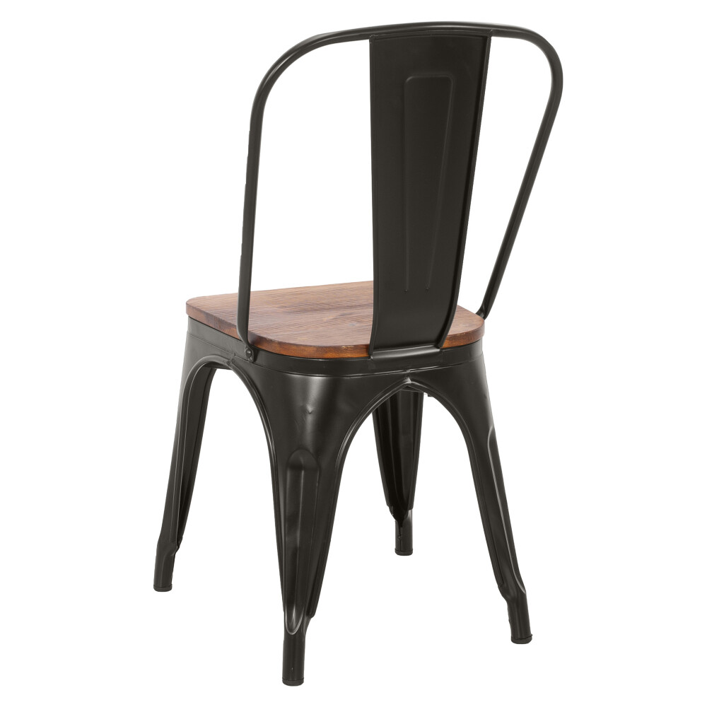 SILLA DE COMEDOR CY-2000W2 METAL NEGRO ESTILO TOLIX