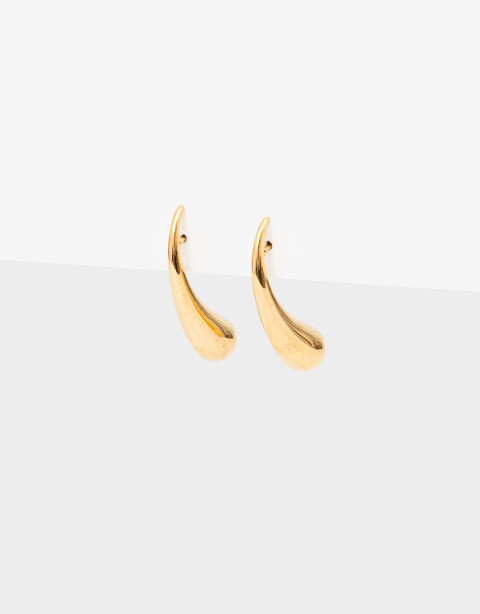 Aros Colgantes Cortos Metal Aros Cortos Acero Gota - Dorado