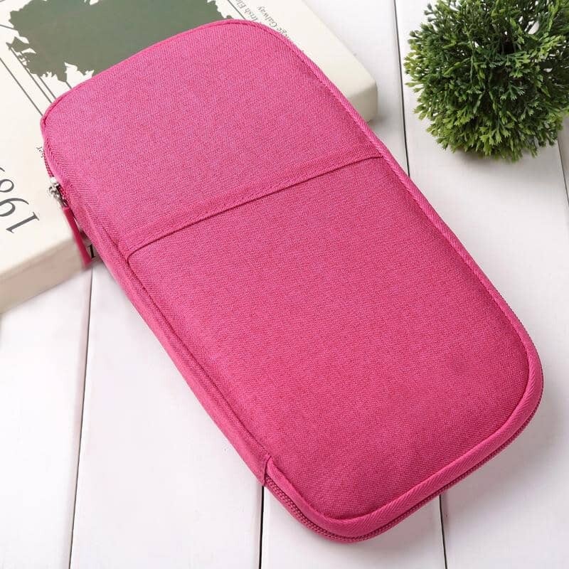 Porta documentos para pasaporte viaje fucsia