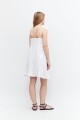 Vestido corto de lino con volado blanco