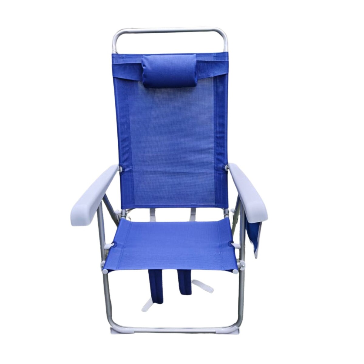 Silla Reposera de Playa Tipo Mochila con Almohada y Bolsillo - Azul Marino 