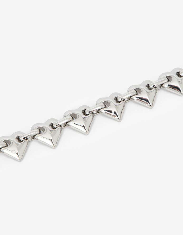 Pulseras Flexibles Metal Pulsera De Metal Con Corazones - Plateado