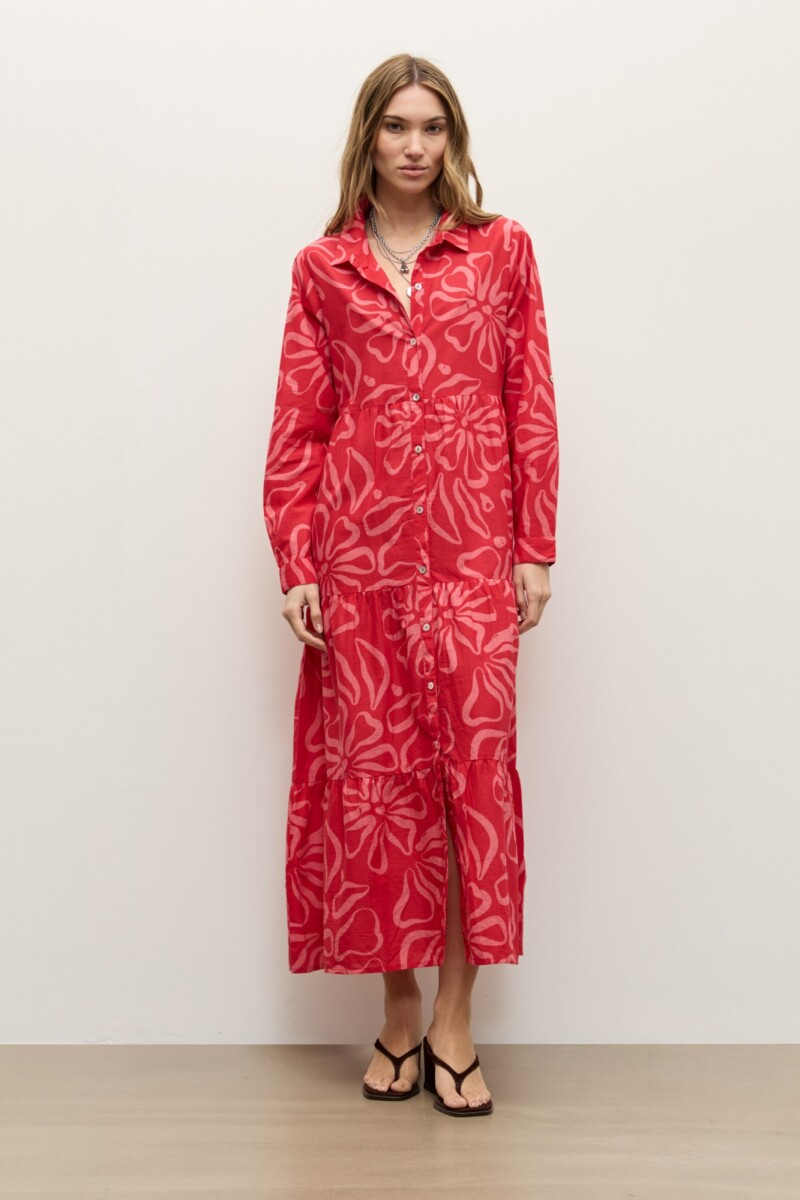 Maxi vestido estampa floral rojo