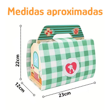 Set Juego Hospital Veterinario Madera Animales y Accesorios Verde