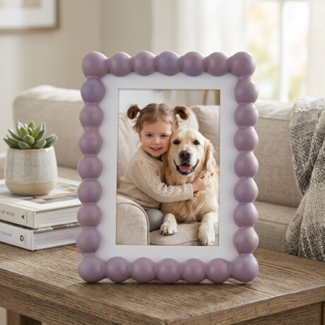 Portarretrato con marco bolitas - 10x15cm Lila
