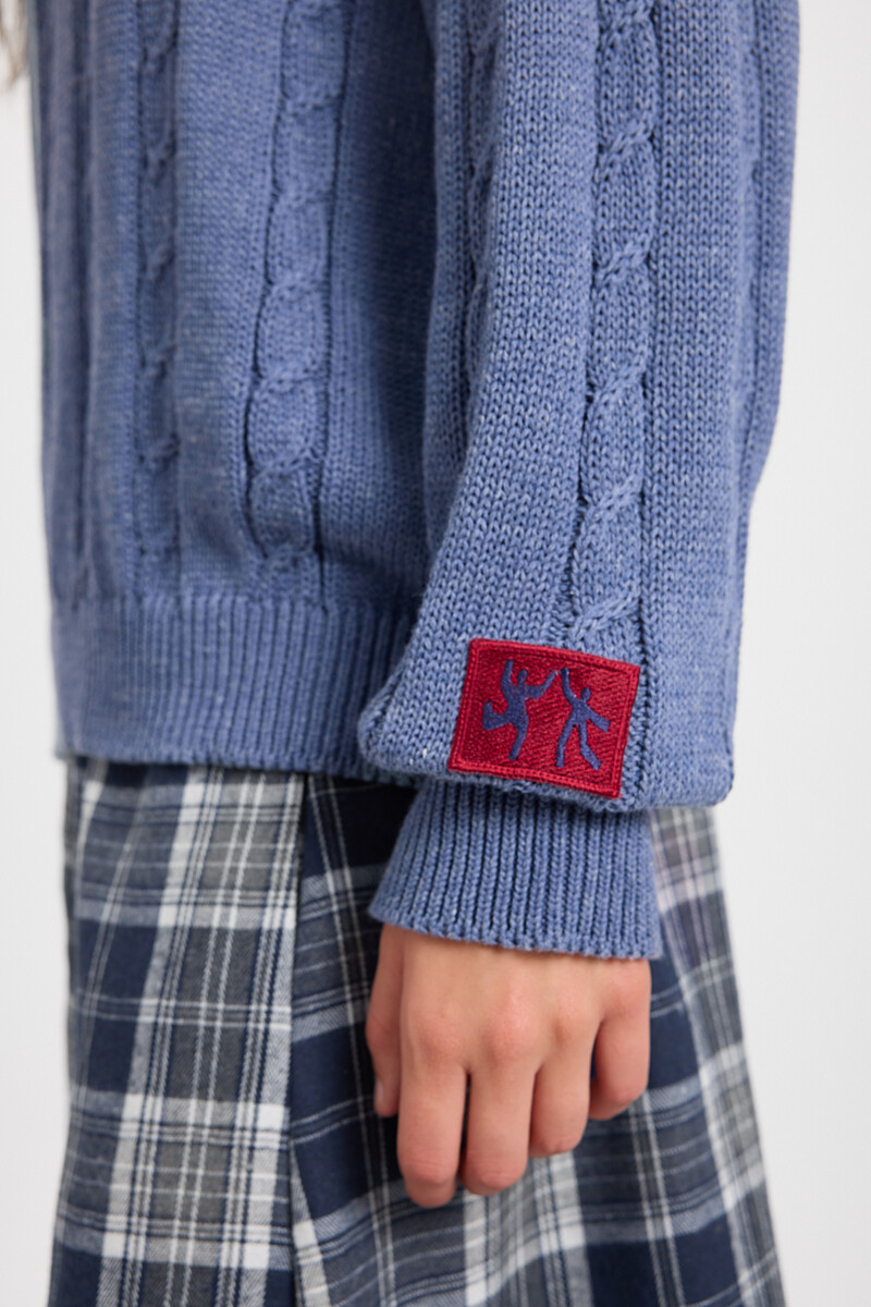 Sweater Trenzado Azul/Bordeaux