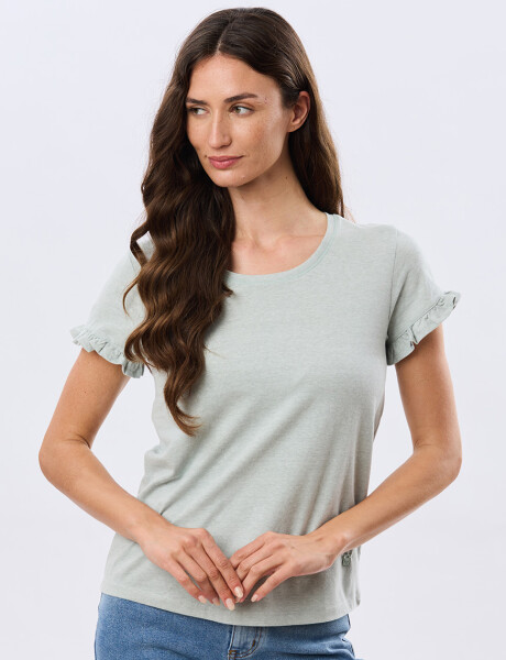 REMERA DE ALGODÓN CON VOLADO Verde