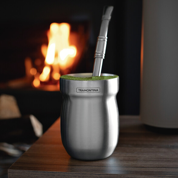 Mate plateado en acero inoxidable 240ml -TRAMONTINA TF1489