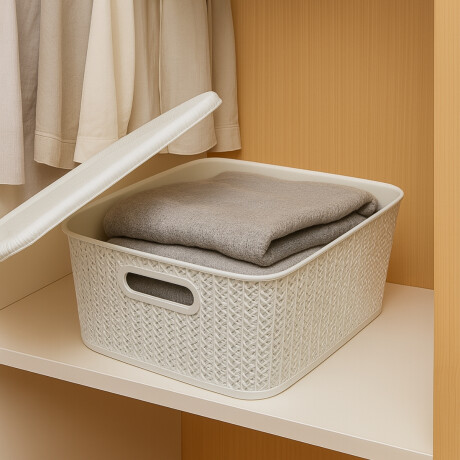 Caja organizadora símil ratán 12,5lt BLANCO