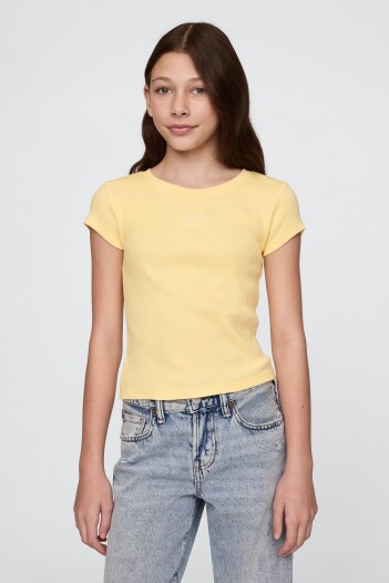 Remera Logo Ribbed Niña Pale Banana 12-0824Tcx