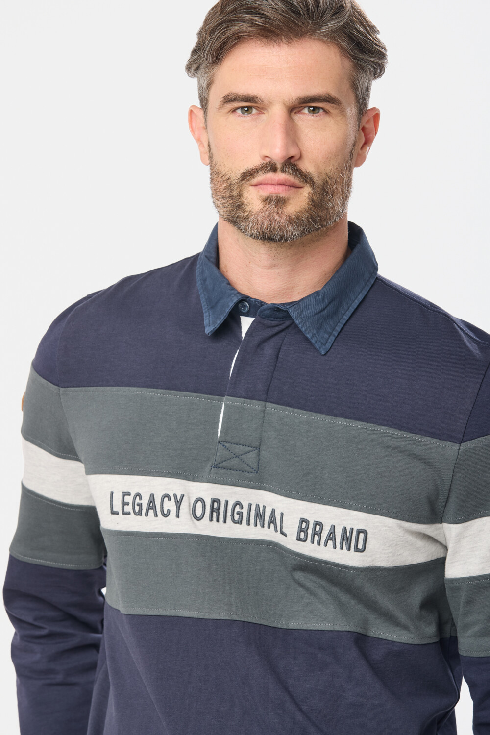 REMERA POLO RAYADA Azul