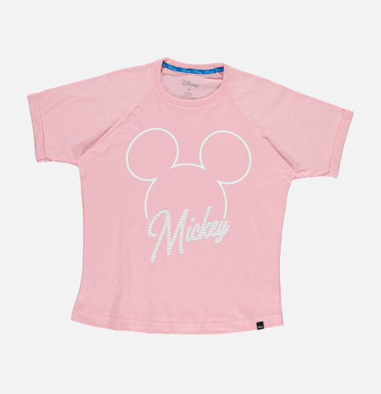 T-shirt de mujer silueta Mickey ROSA CLARO