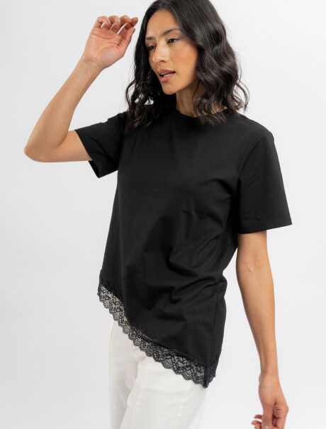 T-shirt con encaje Luma negro