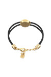 PULSERA DE CUERO DOBLE NEGRO CON DETALLE DE OJO EN ALEACIÓN DE METALES BAÑADO EN ORO 18K Y CRISTAL Pulsera