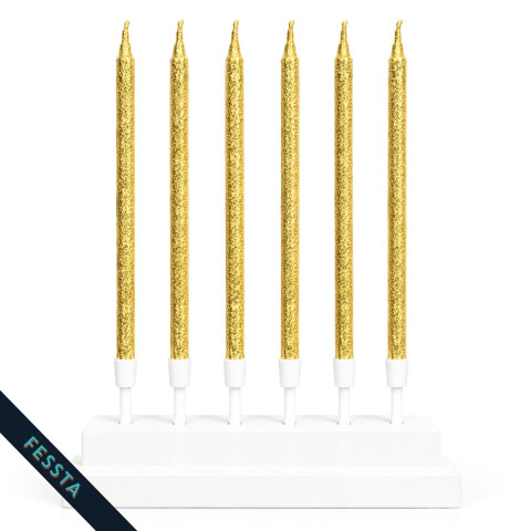 Vela con Glitter Dorada