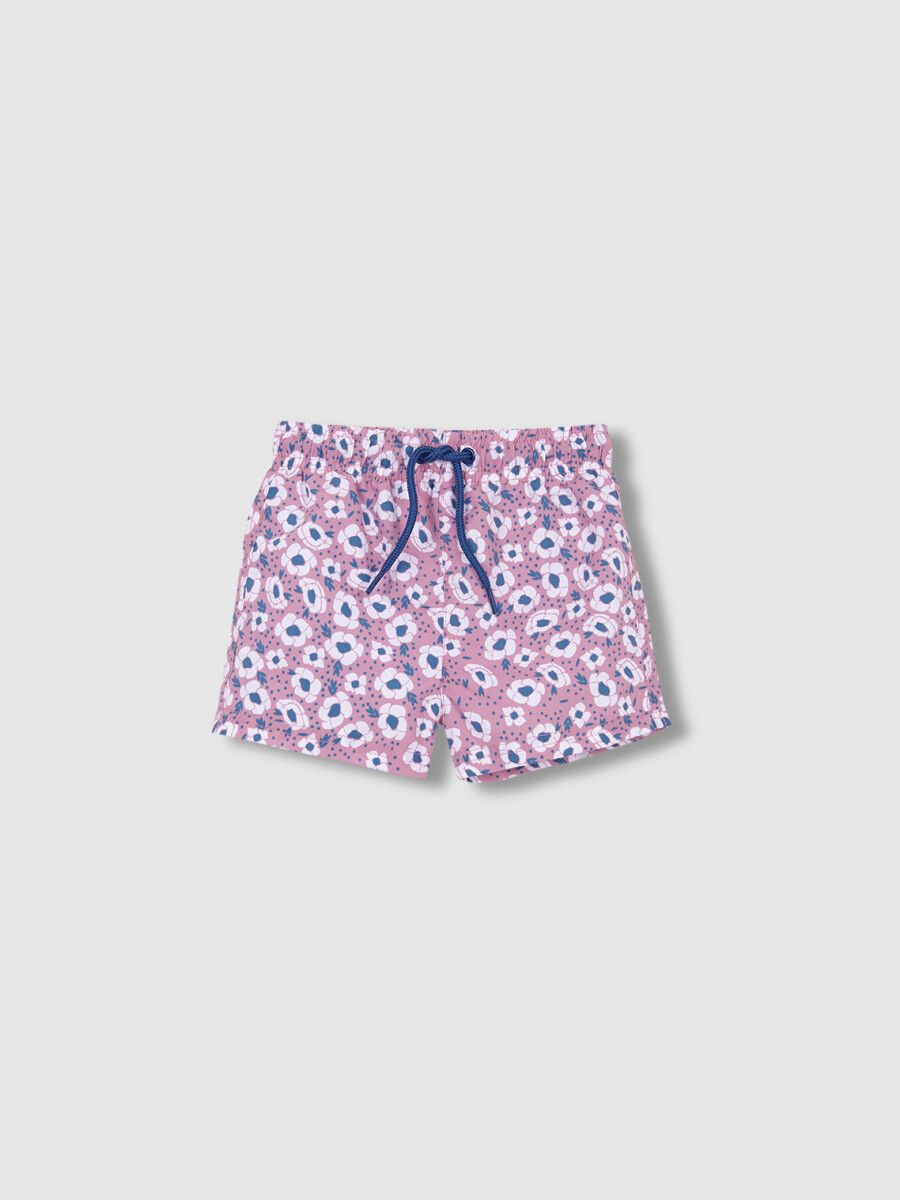 Traje De Baño Estampado Flor Grand Rosa Medio
