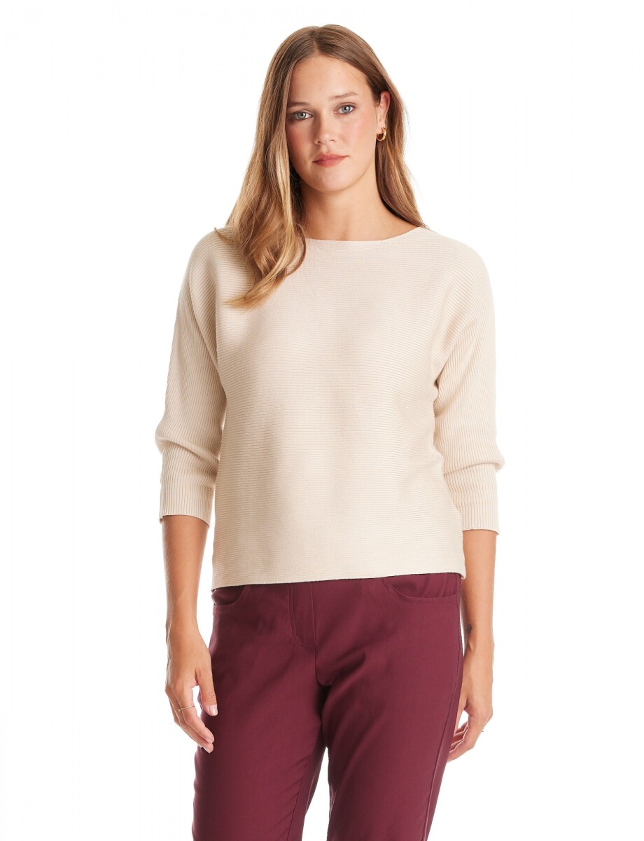 Buzo Dolman Ribs - Beige Claro 