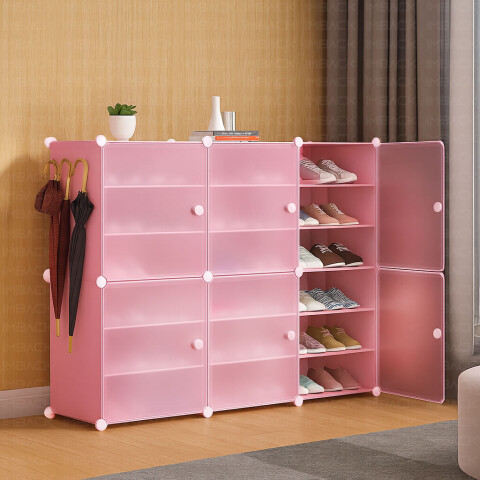 Armario Organizador de Zapatos IMBACK IBK-PLC003 | 6 Puertas, Modular, Resistente y Gran Capacidad Rosa Armario Organizador de Zapatos IMBACK IBK-PLC003 | 6 Puertas, Modular, Resistente y Gran Capacidad Rosa