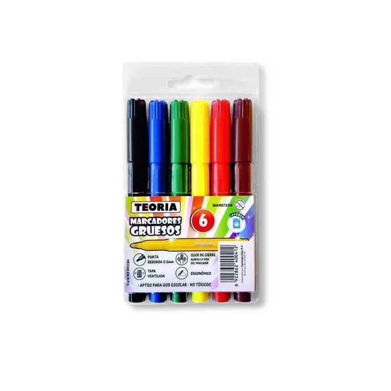Marcadores Gruesos Teoría+ x6 Colores #MARCADORES GRUESOS TEORÍA+ X6 COLORES