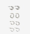 Aros Argollas Set Metal Plateado Rodio