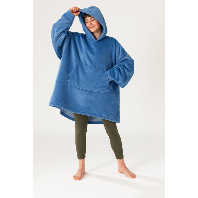 Buzo Manta Con Capucha Polar y Corderito unisex Azul