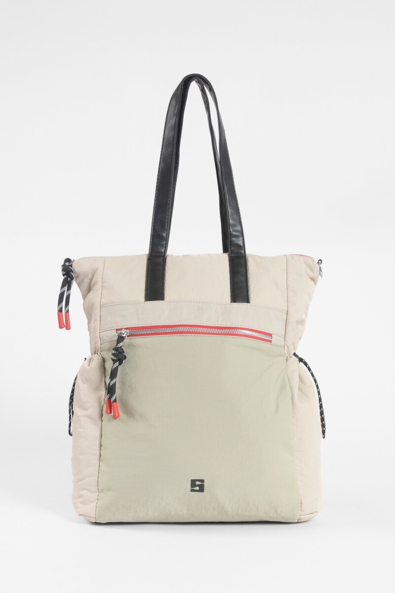 Mochila shopper bolsillos beige