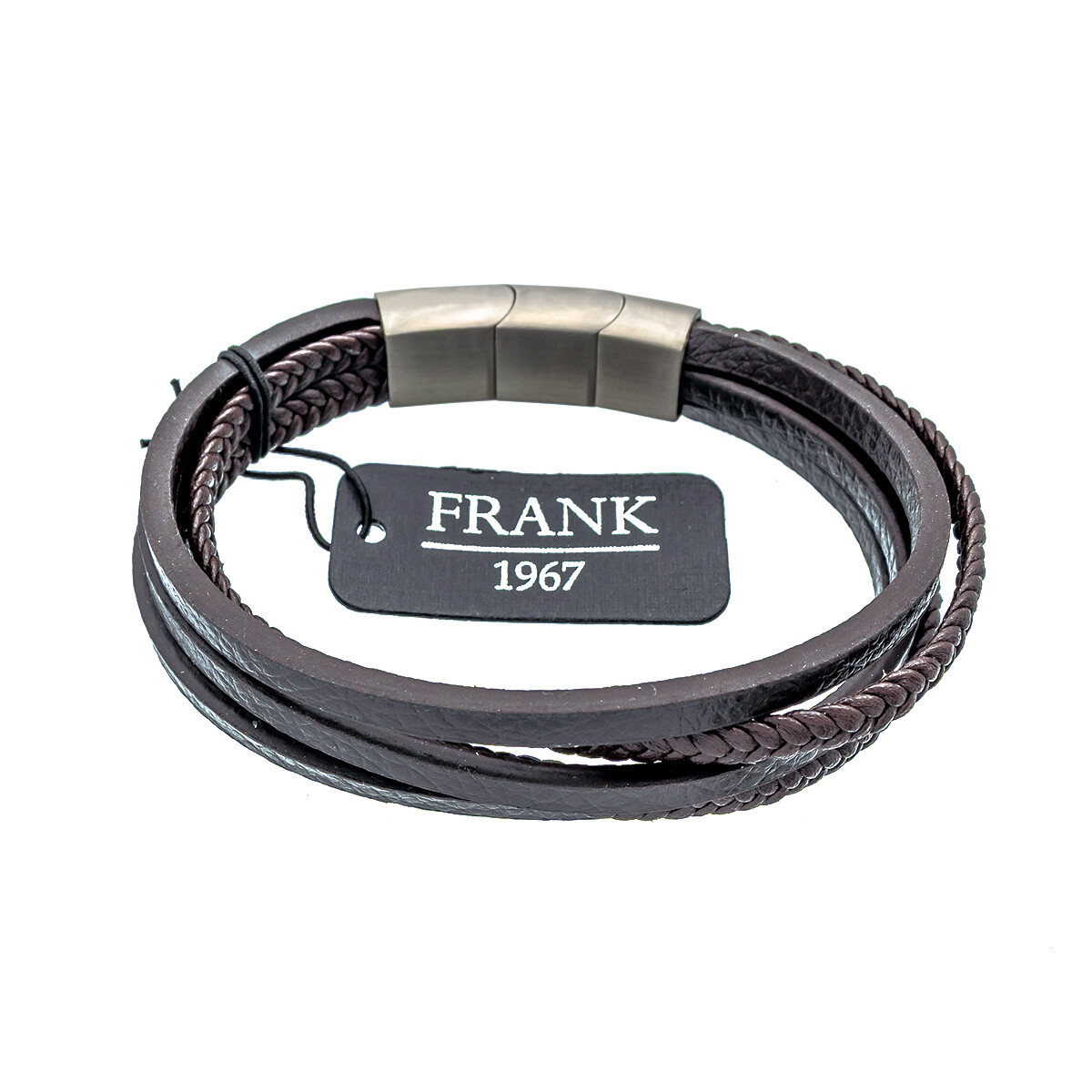 Pulsrea de cuero y acero quirúrgico, FRANK. 