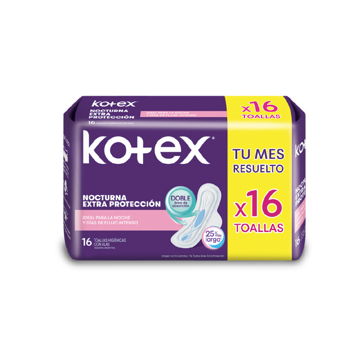 KOTEX TOALLA FEM NOCTURNA EXTRASUAVCALAS única