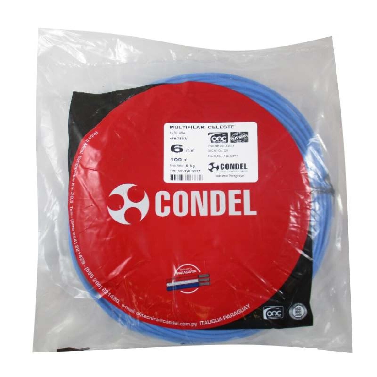 CABLE MULTIFILAR 6,00MM2 CELESTE CONDEL 