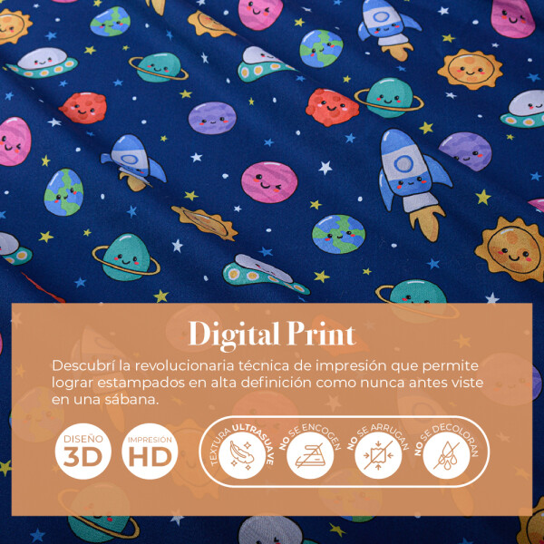 JUEGO DE SABANAS LANCASTER INFANTIL DIGITAL PRINT 1 PLAZA ESPACIO