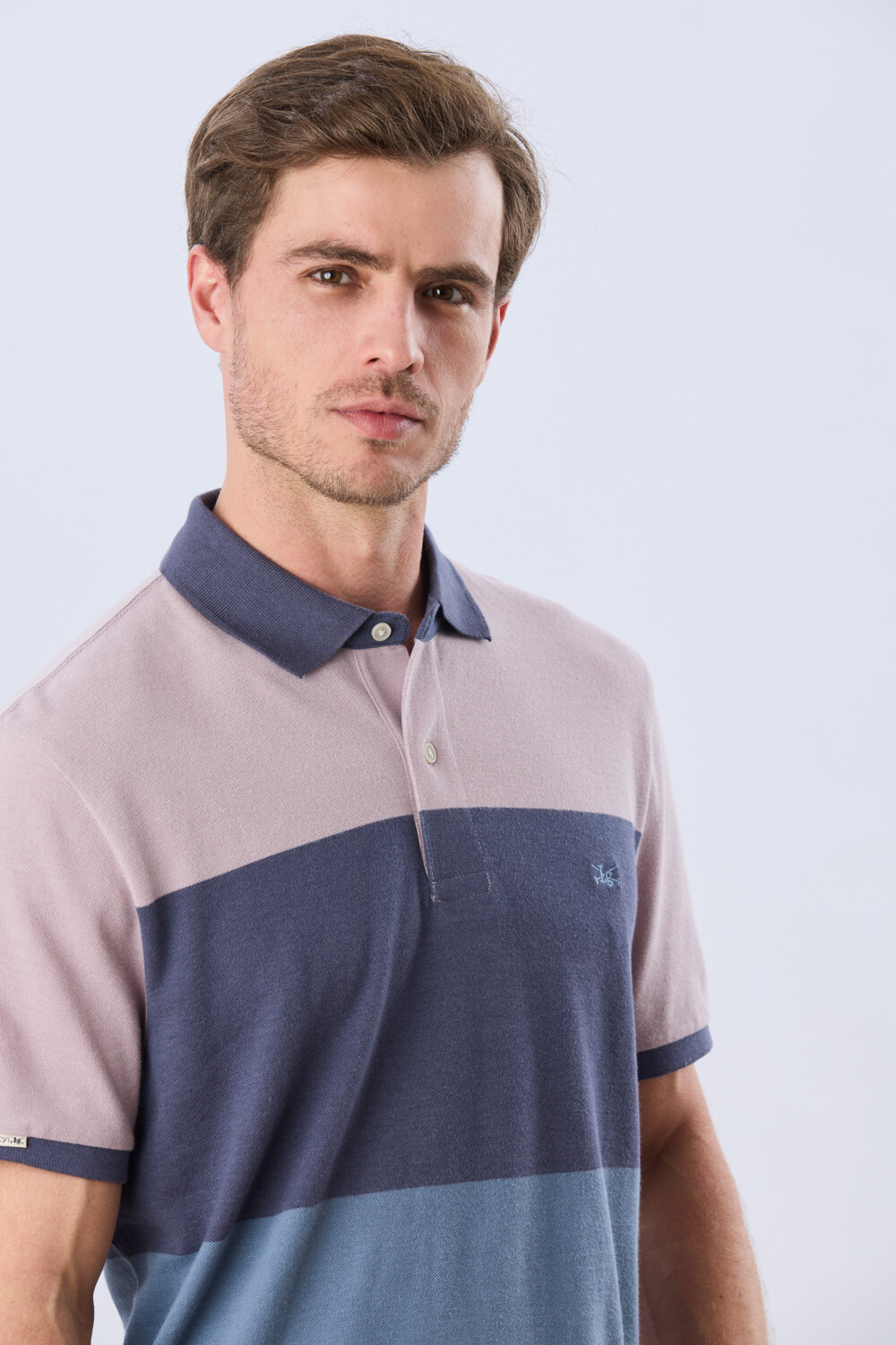REMERA POLO RAYADA PIQUÉ Azul