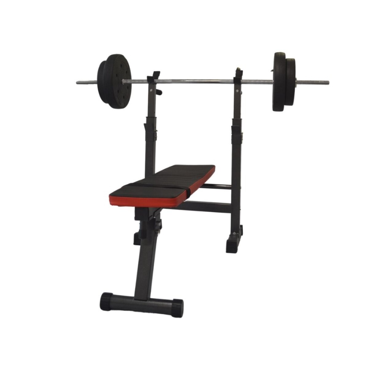 Kit Banco Pecho + Barra Recta Maciza +30kg Discos Forrados - 5083 