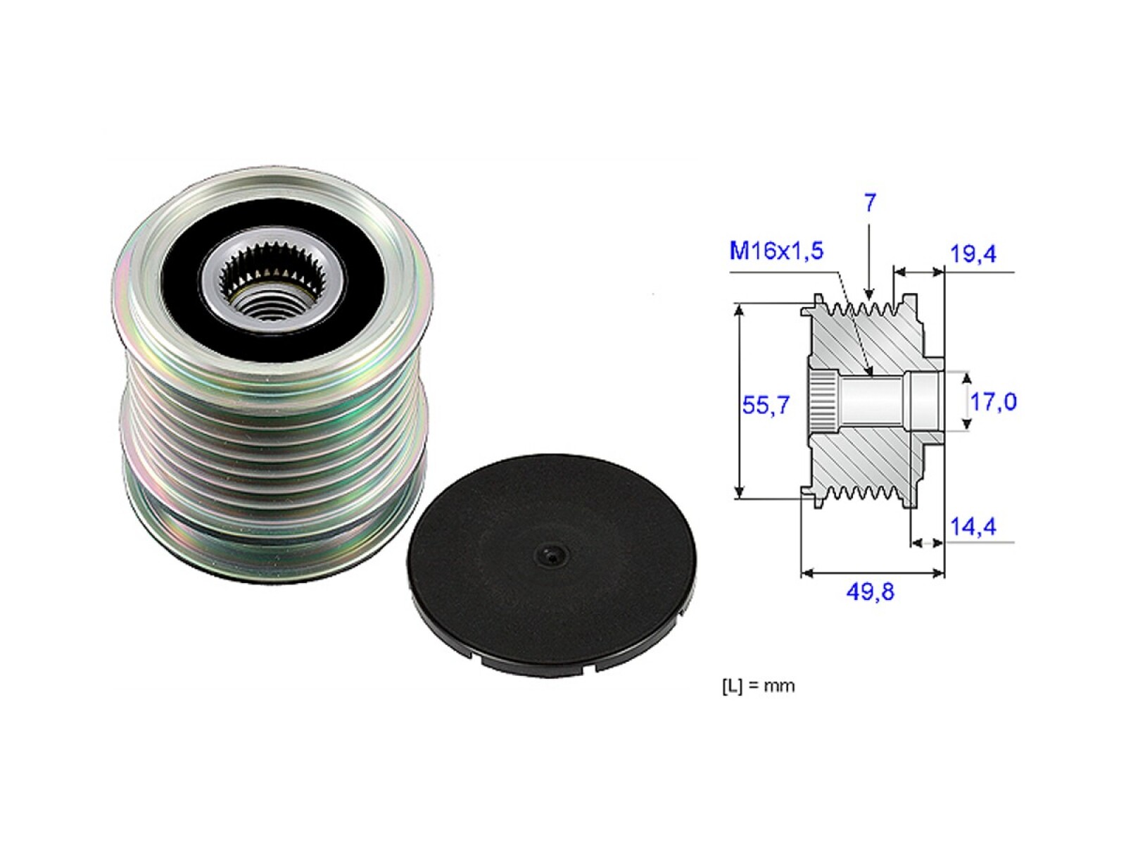 Polea Alternador Marcha Libre Mercedes Benz C 180 Kompressor (W204)/C 200 Kompressor (W204)/Clc 200 Kompressor (Cl203) 07-14 