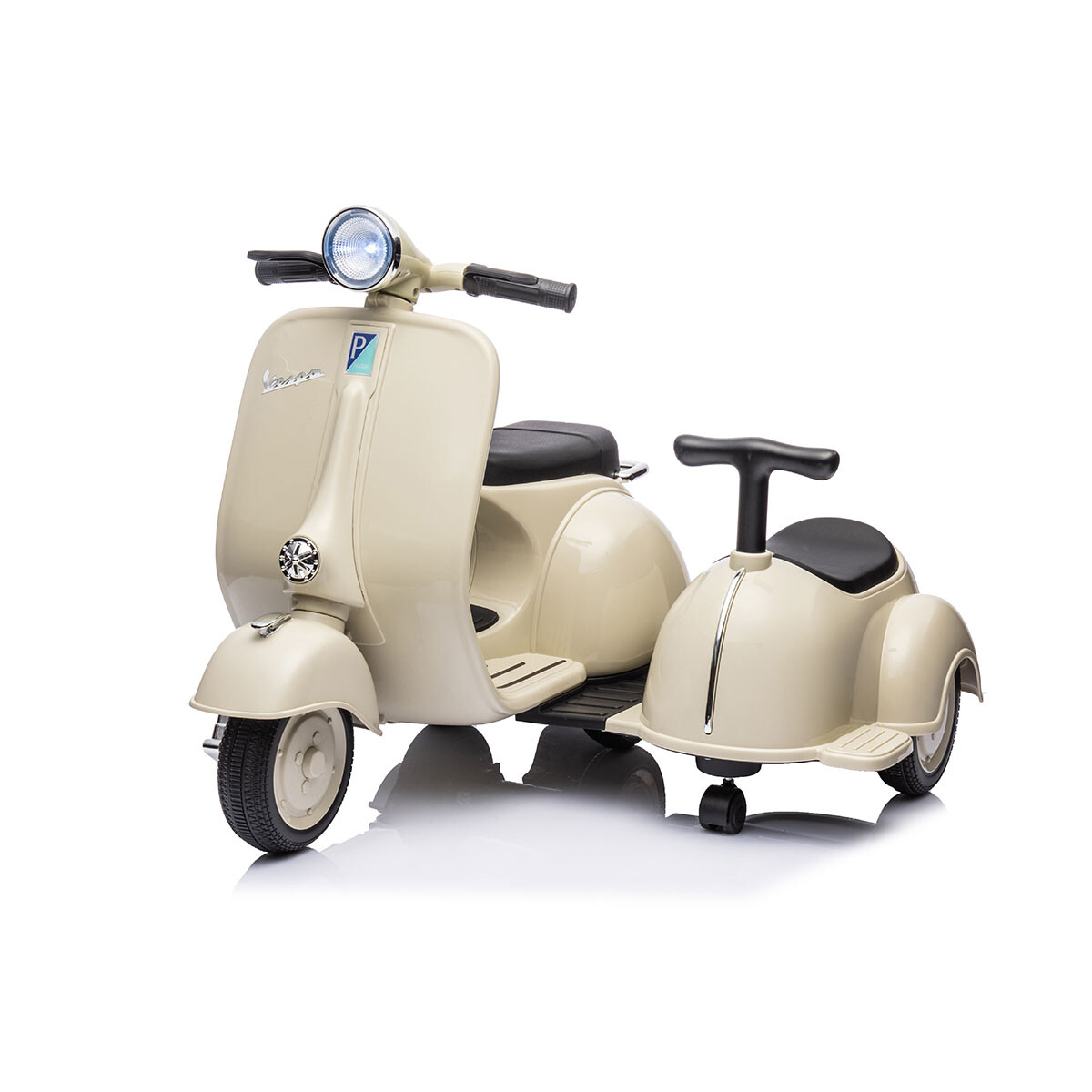 Moto Vespa para niños con asiento para acompañante a bateria 