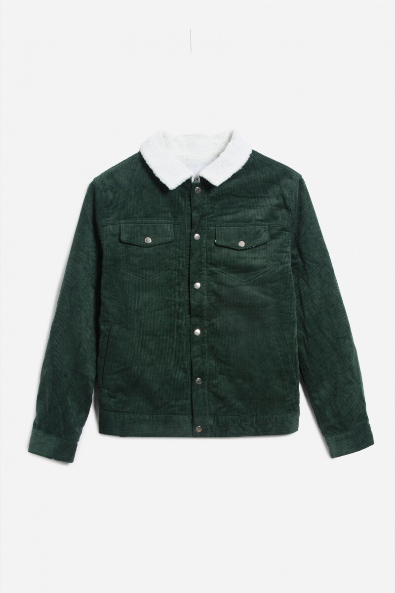 Campera de pana con corderito - Verde 