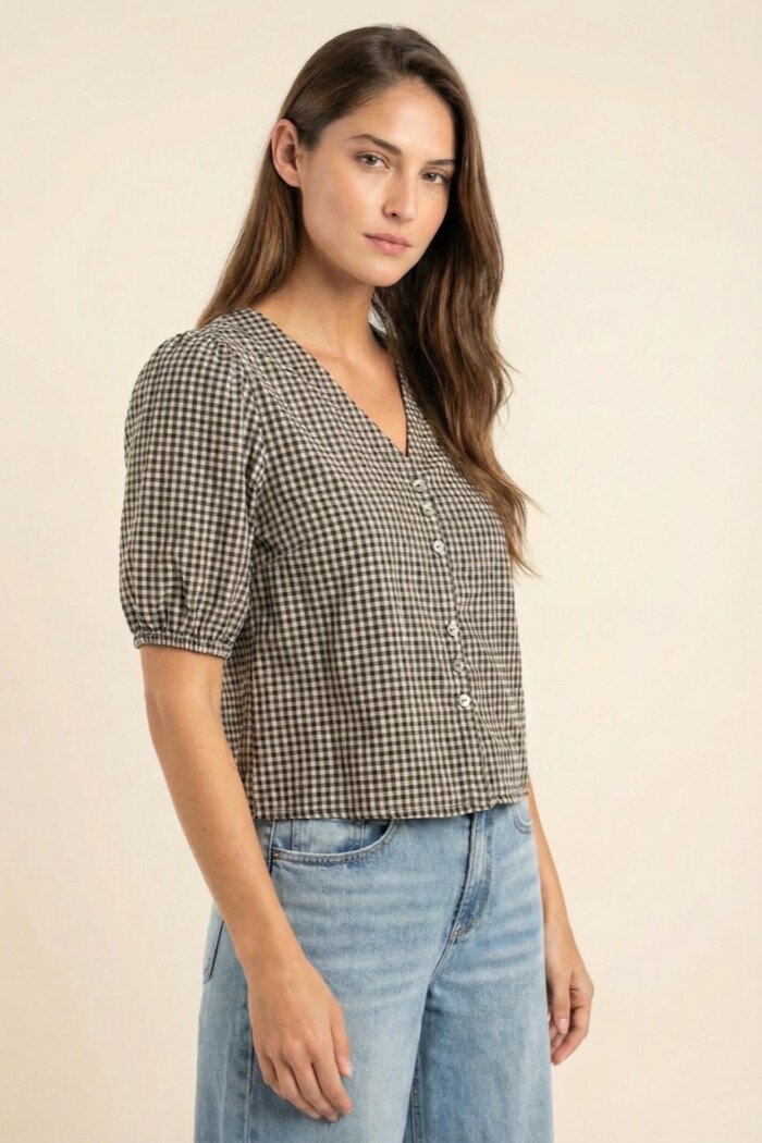 Blusa Gingham Negro