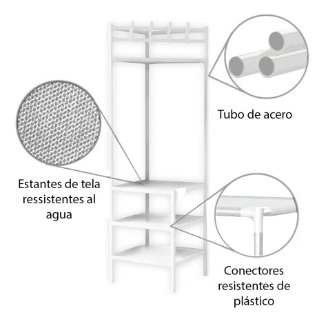 Perchero Esquinero Organizador Multiuso Fácil De Armar Blanco