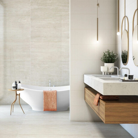 Porcelanato Travertino Acetinado 60X120Cm 9.5Mm Piso Pared GAMAS DE BEIGE