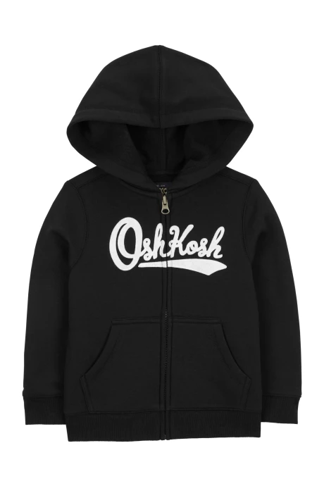 Campera de algodón, con capucha y logo, negra Sin color