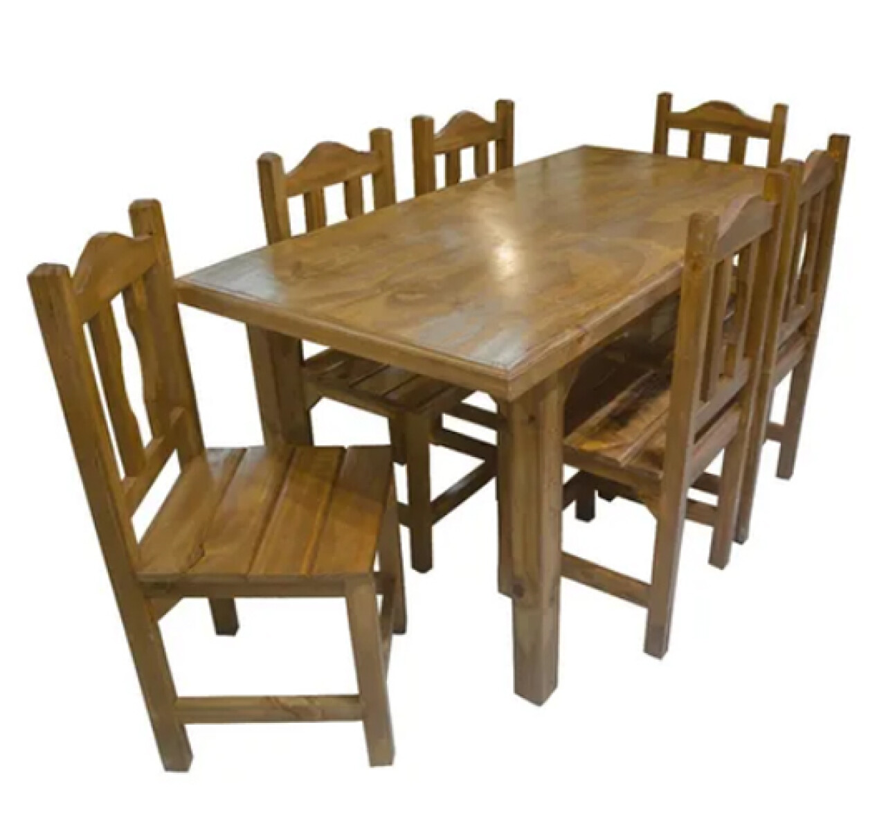 JGO DE COMEDOR TMAX 6 SILLAS PINO LUSTRADO -Sin Garantia 