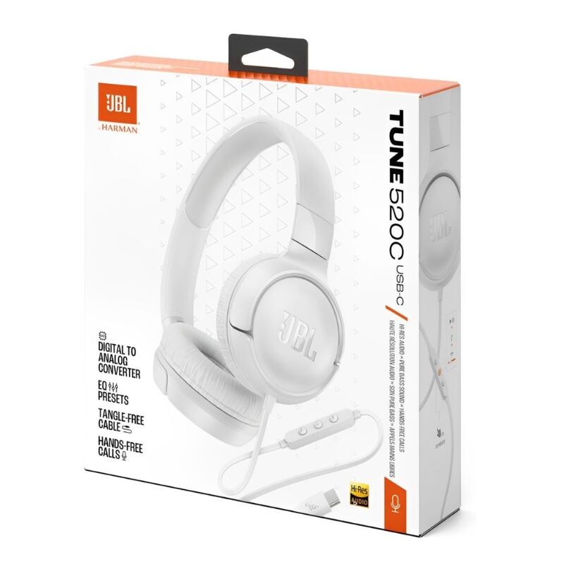 Auricular Jbl Tune 520C USB-C White Auricular Jbl Tune 520C USB-C White