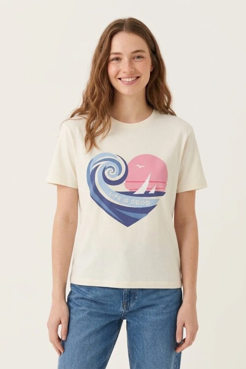 Remera m/c estampada Life Is Good CRUDO