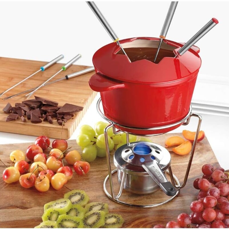 JUEGO DE FONDUE HIERRO FUNDIDO ROJO JUEGO DE FONDUE HIERRO FUNDIDO ROJO