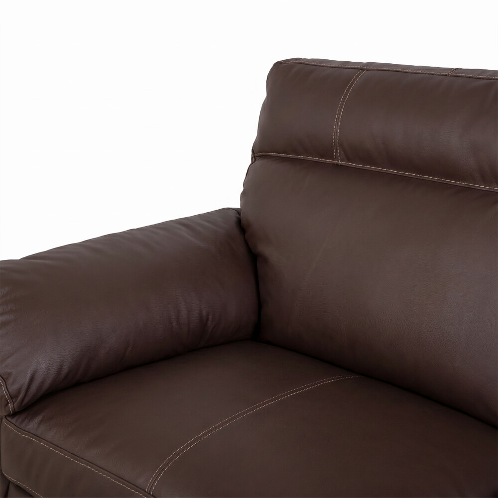 SOFÁ RECLINER 2 CUERPOS CUERO-100-NATURAL MARRON IMPERIAL CHOC.