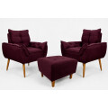Set de 2 sillones Incluye 1 Apoyapiés Promo Bordó