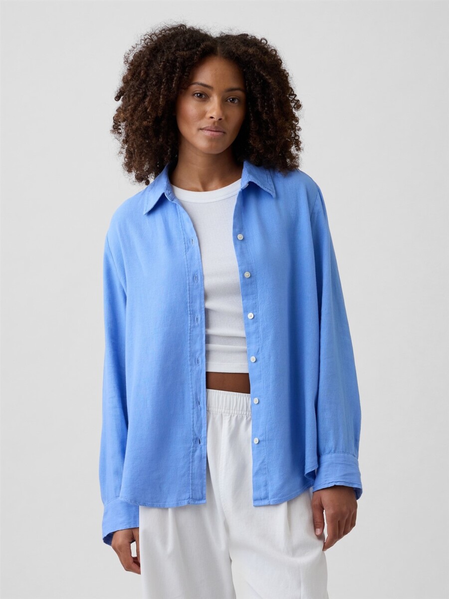 Camisa De Lino Mujer - Shirting Blue 