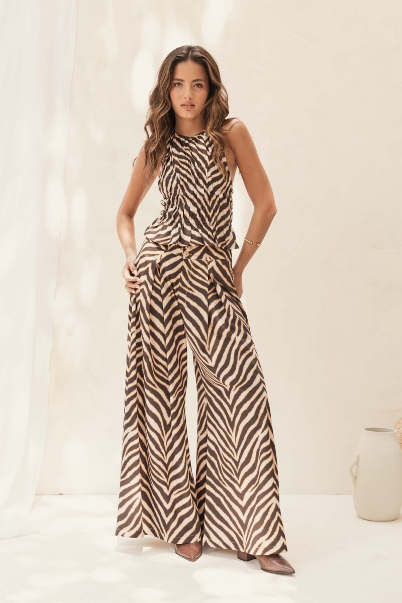 PANTALON HELENA MOCCA WILD ZEBRA 